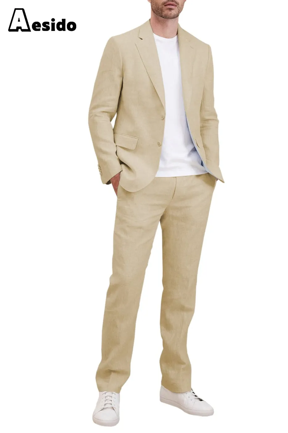 2 Piece Casual Notch Lapel Men's Suit (Blazer Pants)