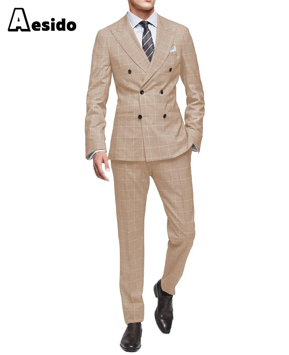 2 Piece Leisure Peak Lapel Men's Suit（Blazer Pants）