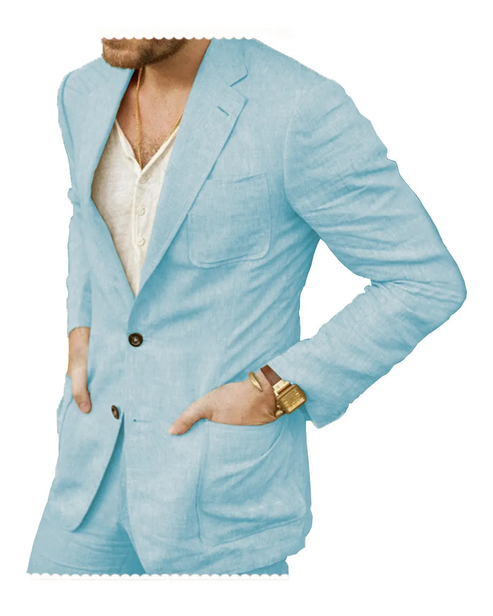 2 Pieces Casual Mens Suit For Leisure (Blazer   Pants)