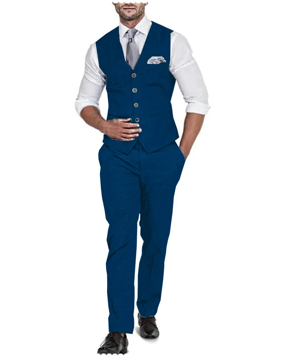 2 Pieces Casual Mens Suit Regular Fit Solidl Linen Blazer For Wedding (Vest   Pants)