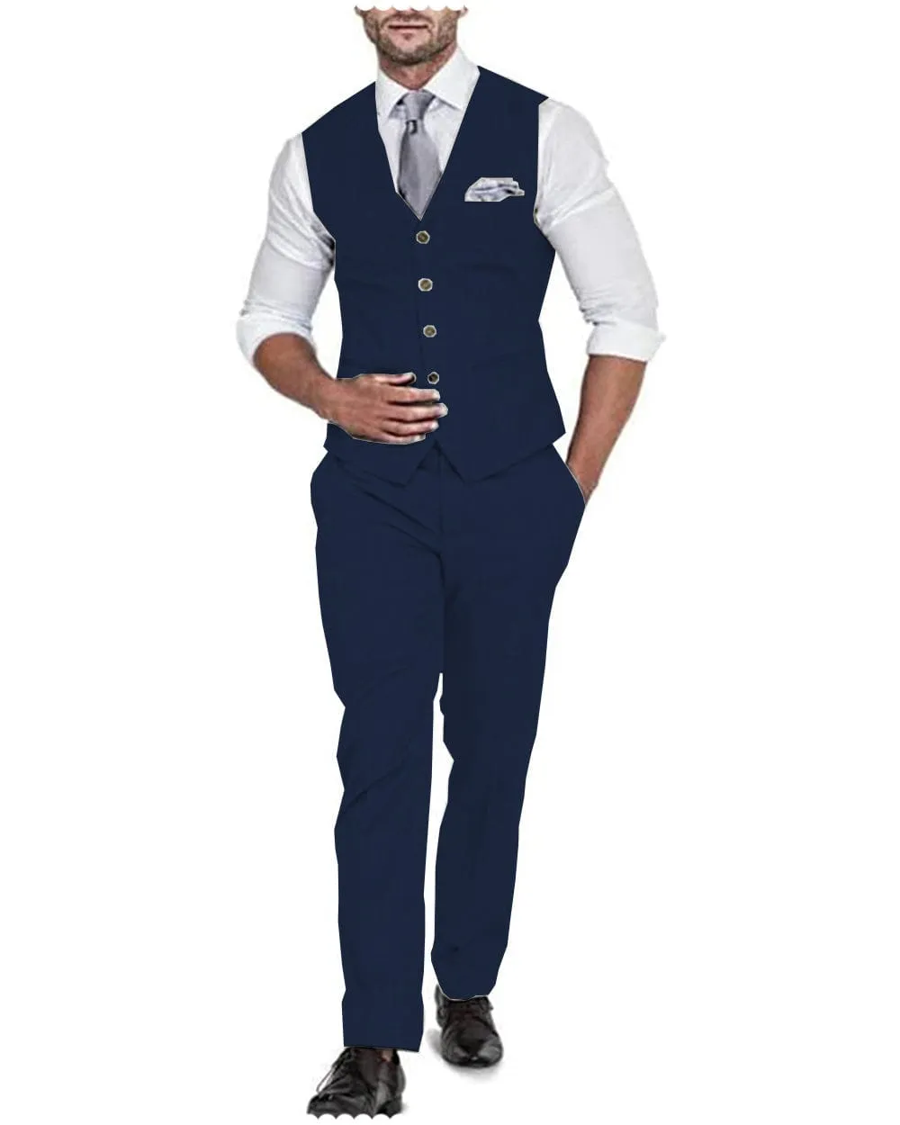 2 Pieces Casual Mens Suit Regular Fit Solidl Linen Blazer For Wedding (Vest   Pants)