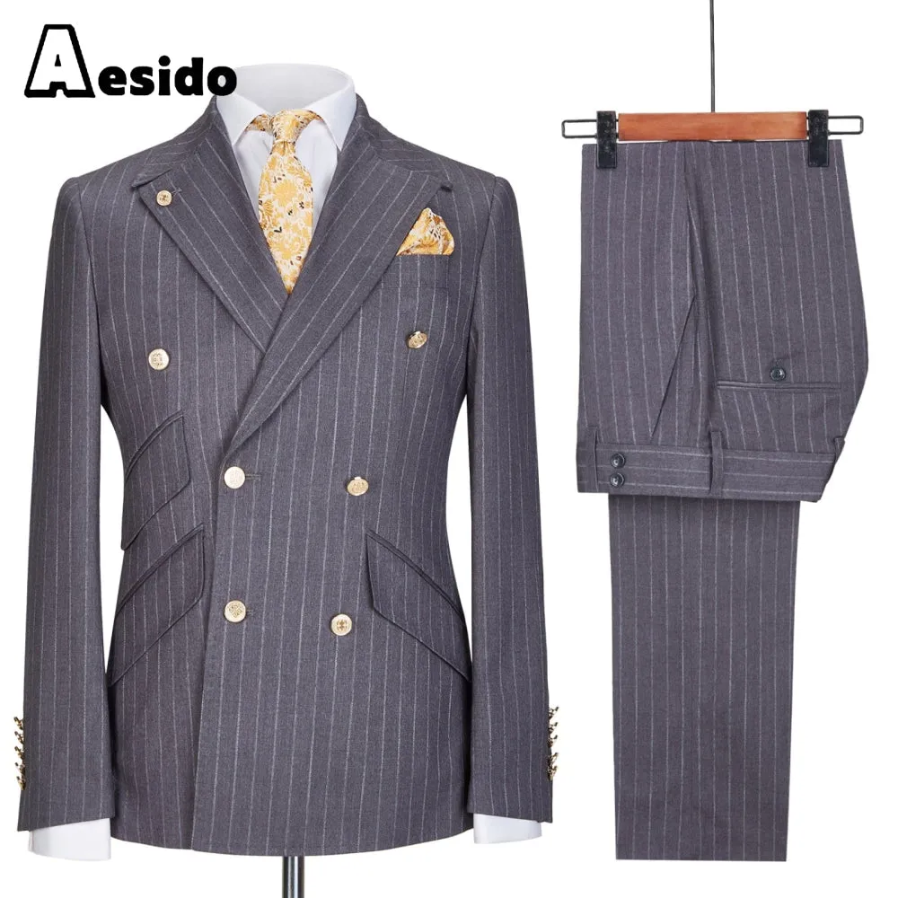 2 Pieces Double Breasted Peak Lapel Men Suit (Blazer Pants)