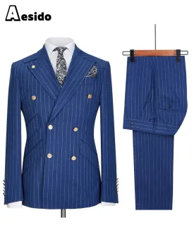 2 Pieces Double Breasted Peak Lapel Men Suit (Blazer Pants)