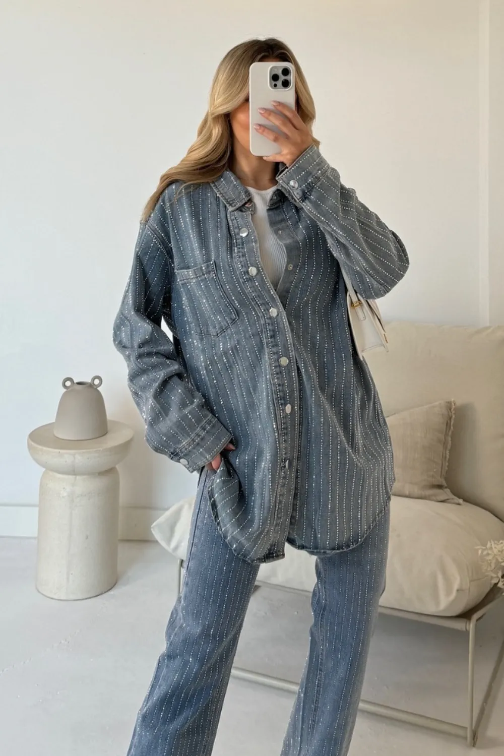 Alex diamante denim shirt