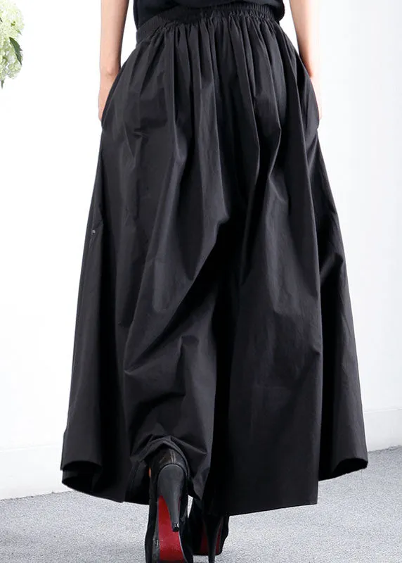 Art Black Loose Pockets wide leg pants Spring