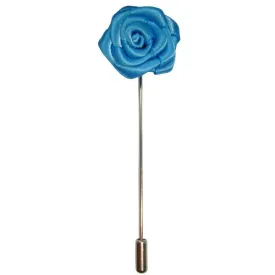 Bassin and Brown Rose Flower Lapel Pin - Blue