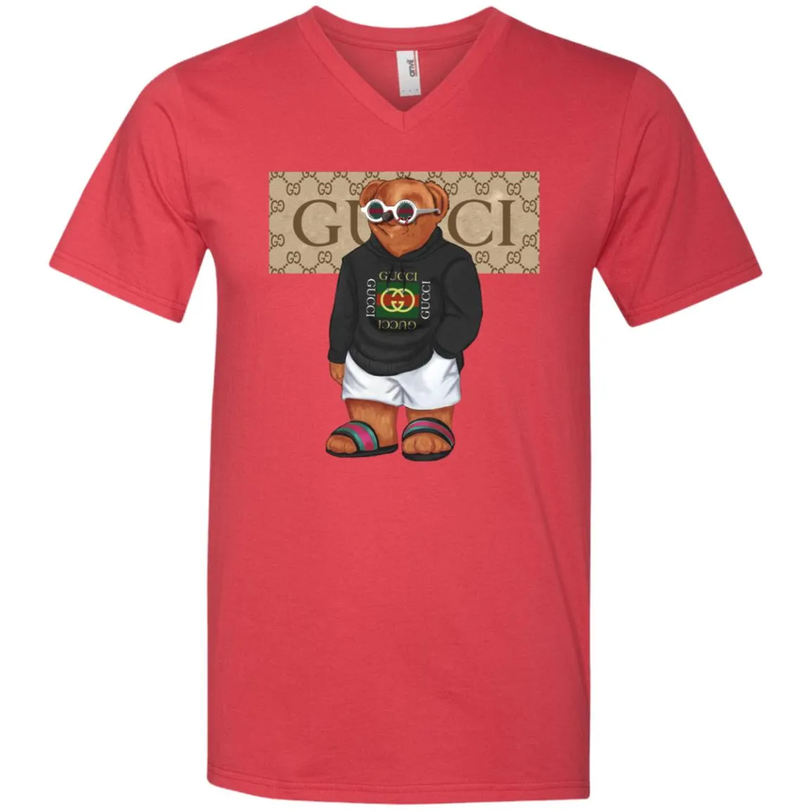 Best Gucci Bear Style Fashion T-shirt Men V-Neck T-Shirt