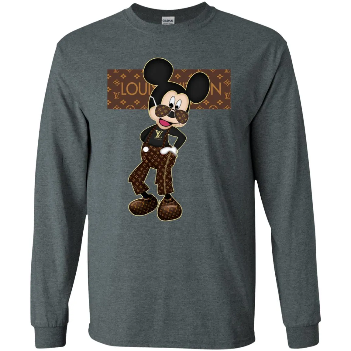 Best Louis Vuitton Mickey Fashion T-shirt Men Long Sleeve Shirt