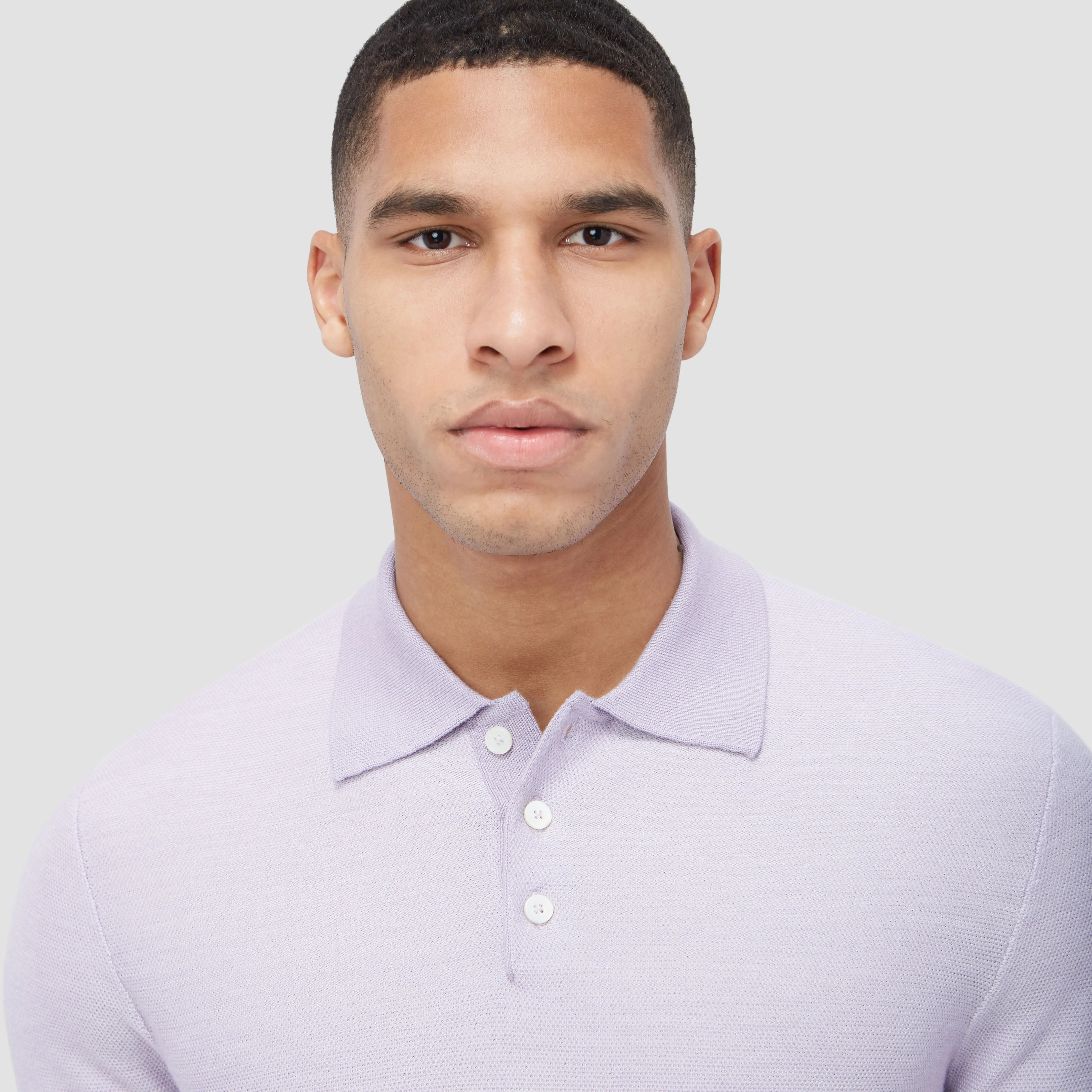 Bird's Eye Jacquard Polo Sweater