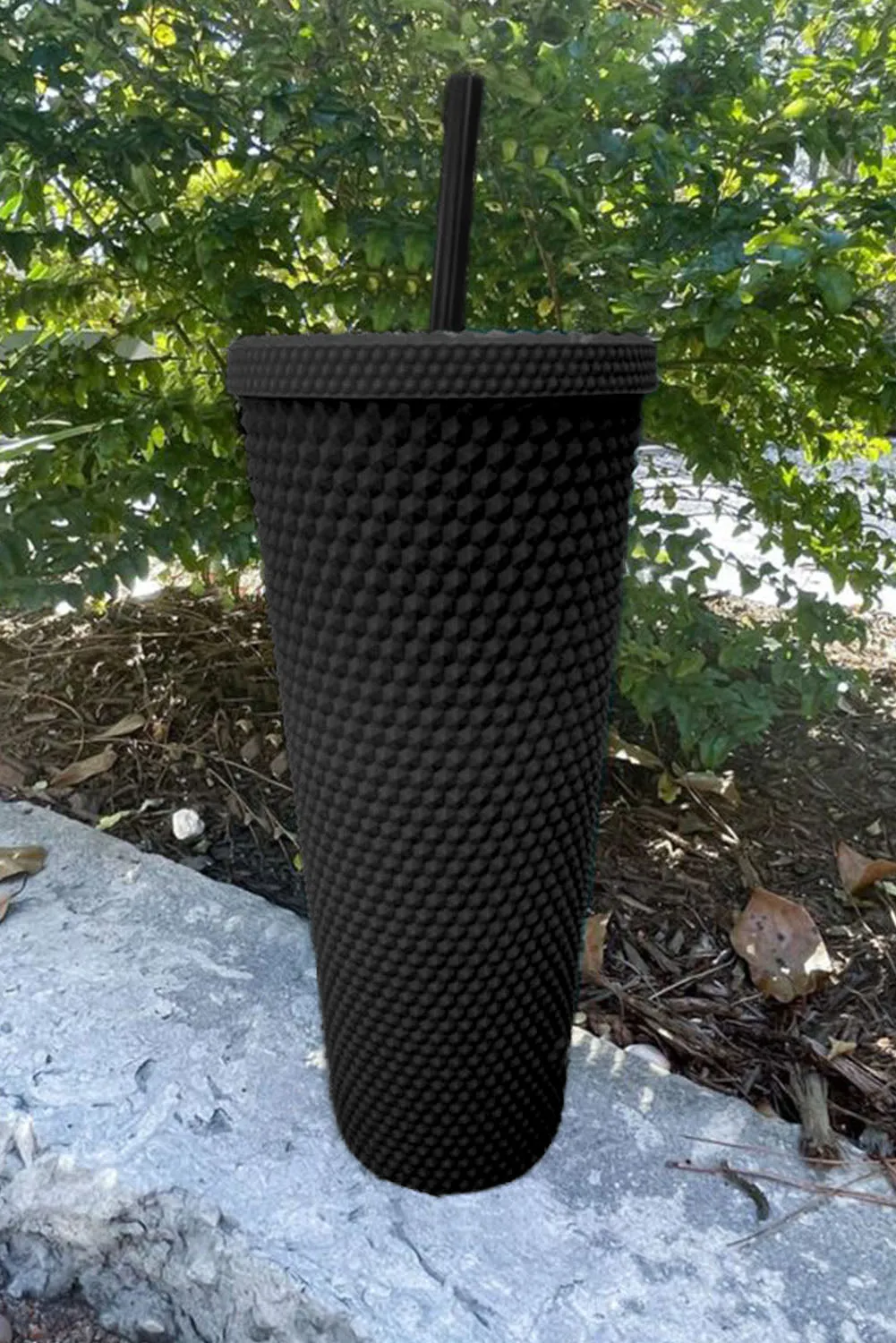 Black Reusable Matte Diamond Tumbler Cup 24oz