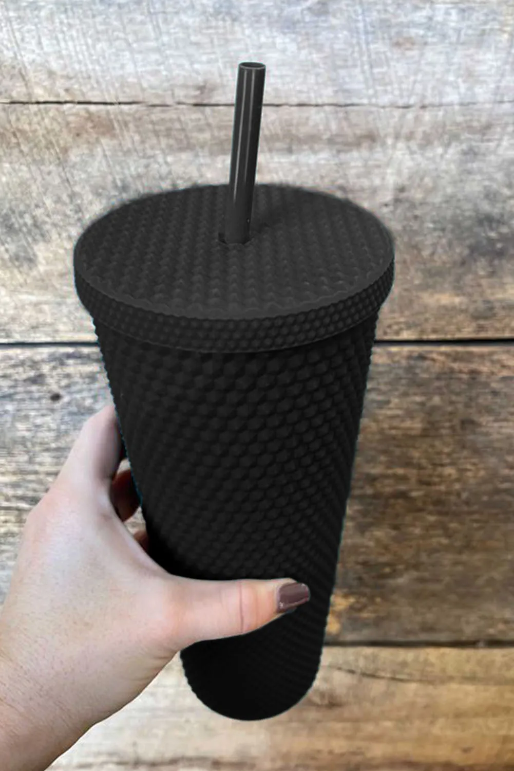 Black Reusable Matte Diamond Tumbler Cup 24oz