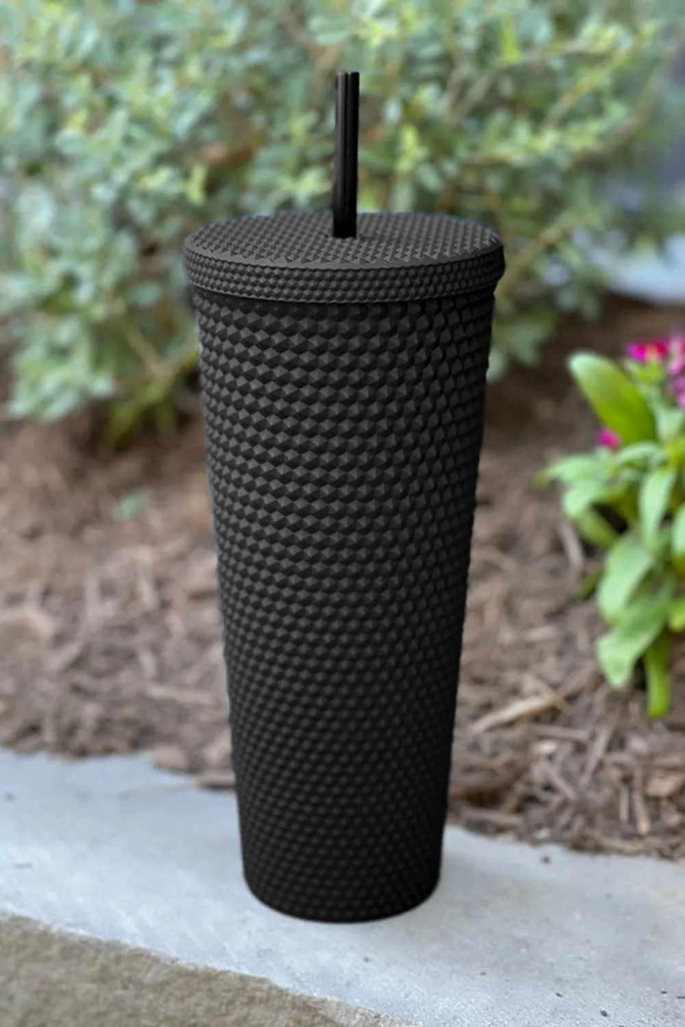 Black Reusable Matte Diamond Tumbler Cup 24oz