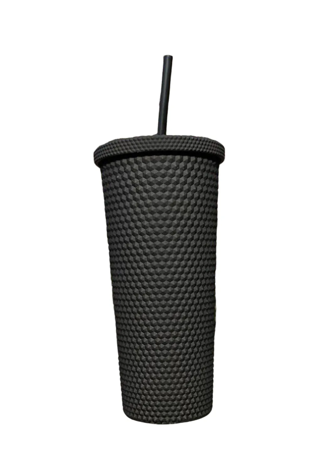 Black Reusable Matte Diamond Tumbler Cup 24oz