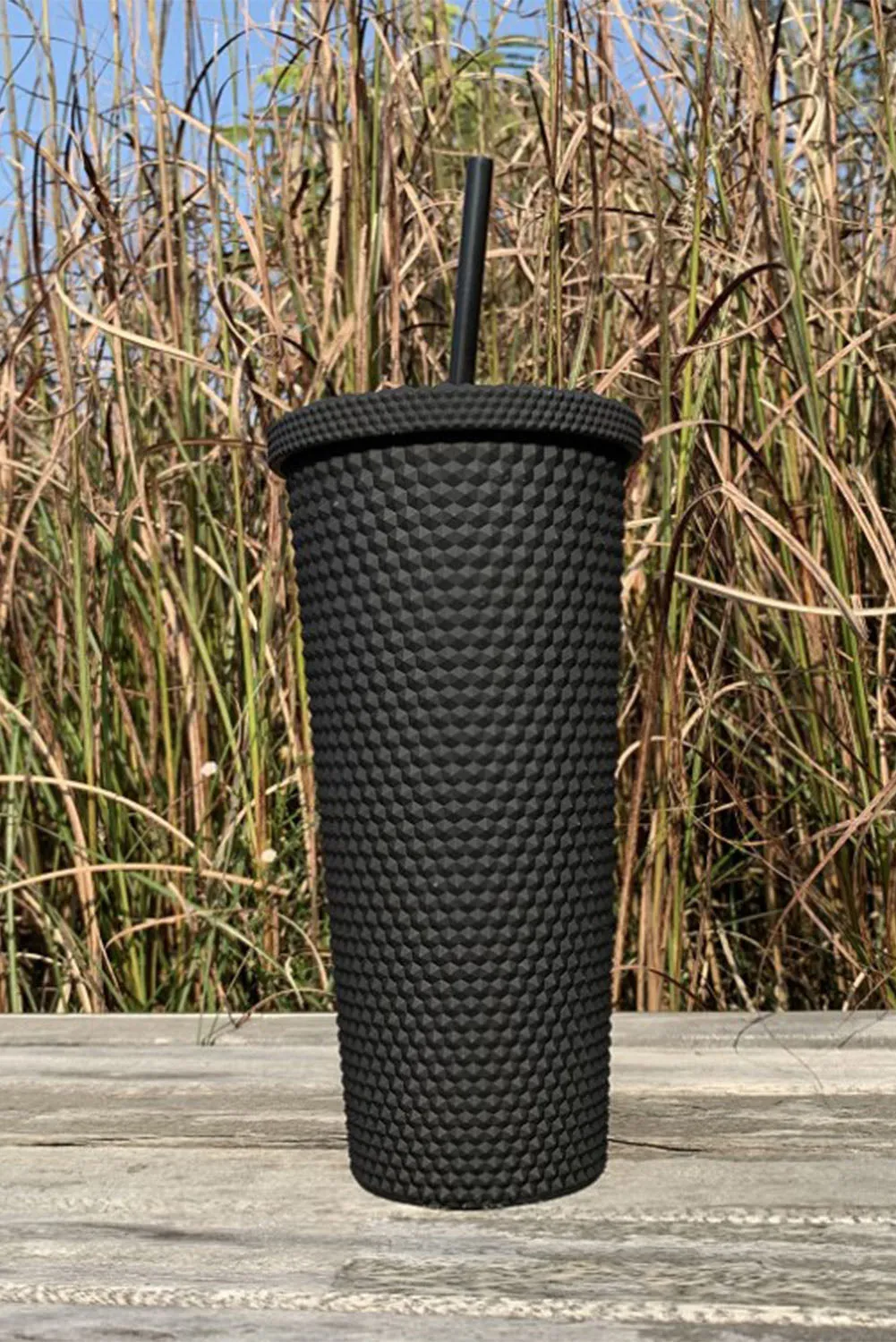 Black Reusable Matte Diamond Tumbler Cup 24oz