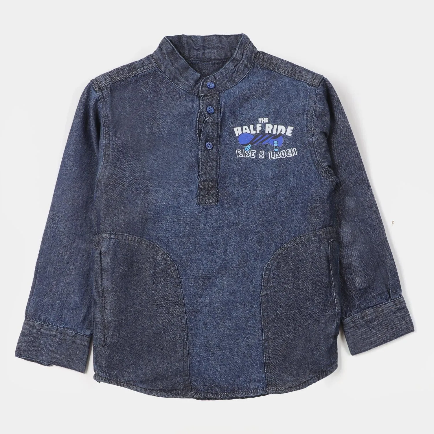 Boys Casual Shirt Denim Half Ride - Mid Blue