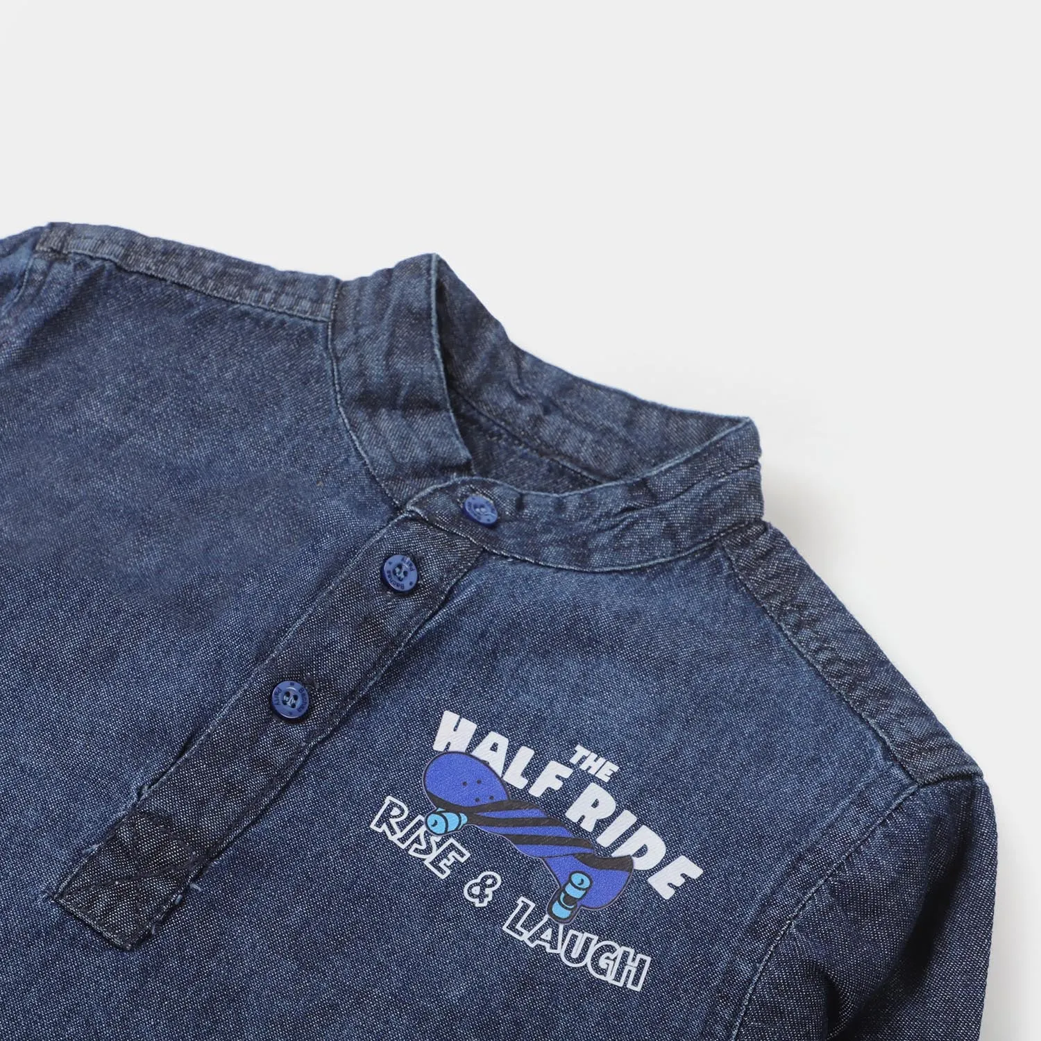 Boys Casual Shirt Denim Half Ride - Mid Blue