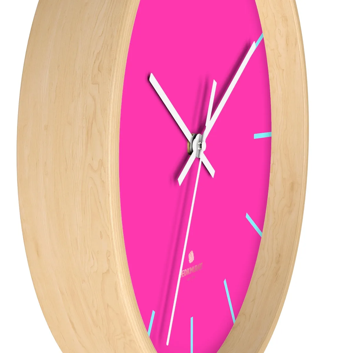 Candy Pink Solid Color Large Unique 10" Dia. Designer Modern Wall Clock- Made in USA