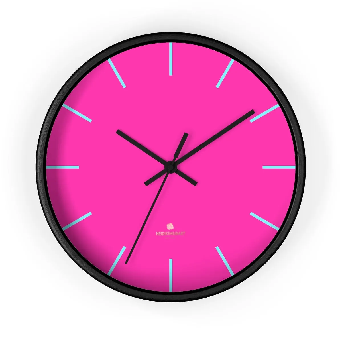 Candy Pink Solid Color Large Unique 10" Dia. Designer Modern Wall Clock- Made in USA