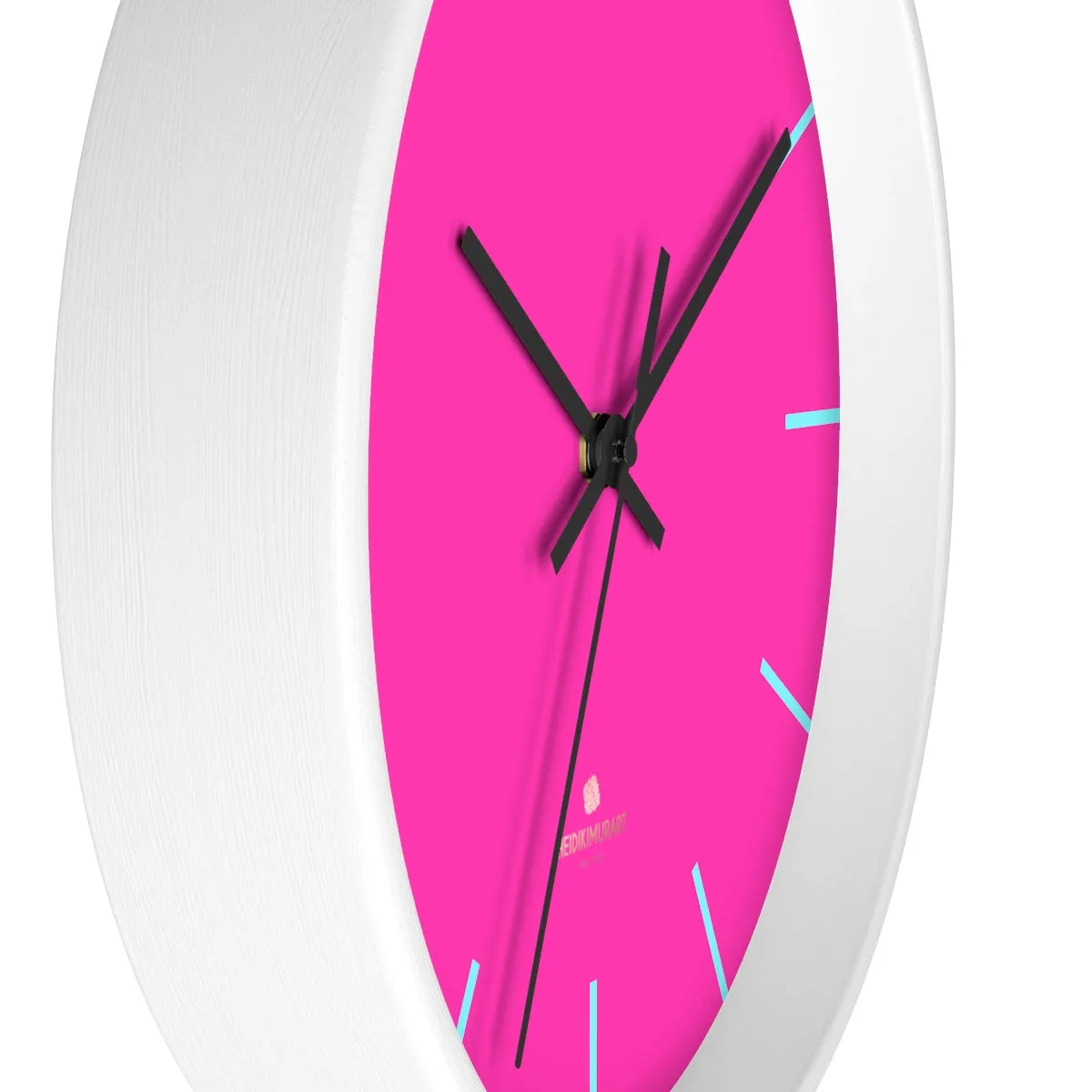 Candy Pink Solid Color Large Unique 10" Dia. Designer Modern Wall Clock- Made in USA