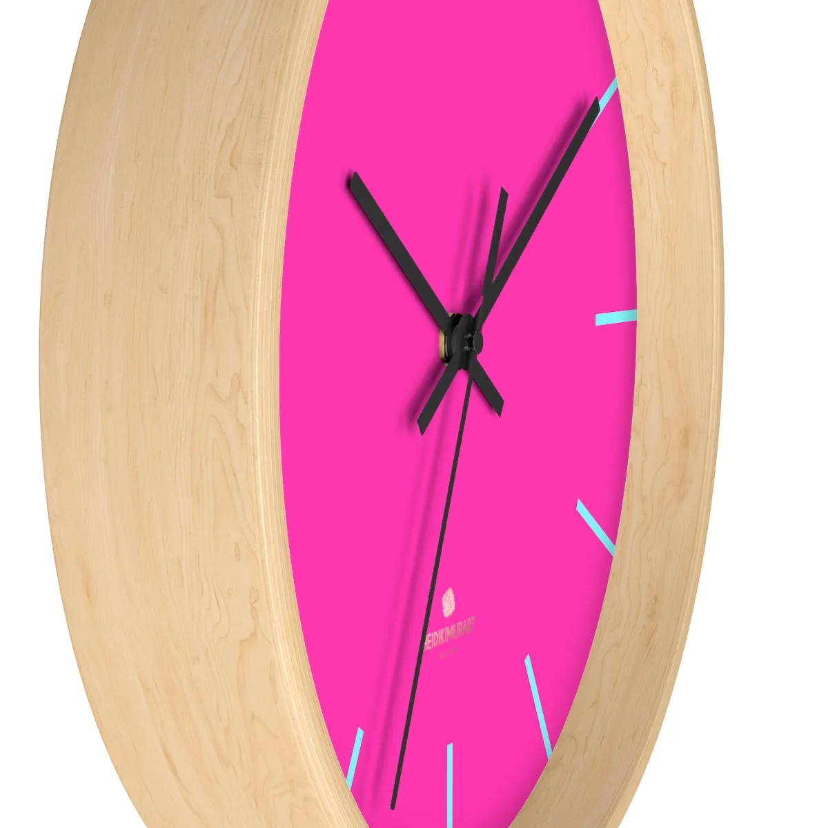 Candy Pink Solid Color Large Unique 10" Dia. Designer Modern Wall Clock- Made in USA