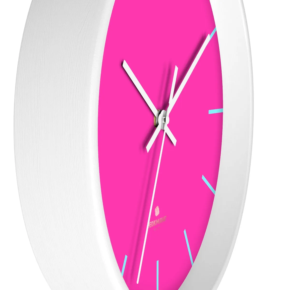 Candy Pink Solid Color Large Unique 10" Dia. Designer Modern Wall Clock- Made in USA