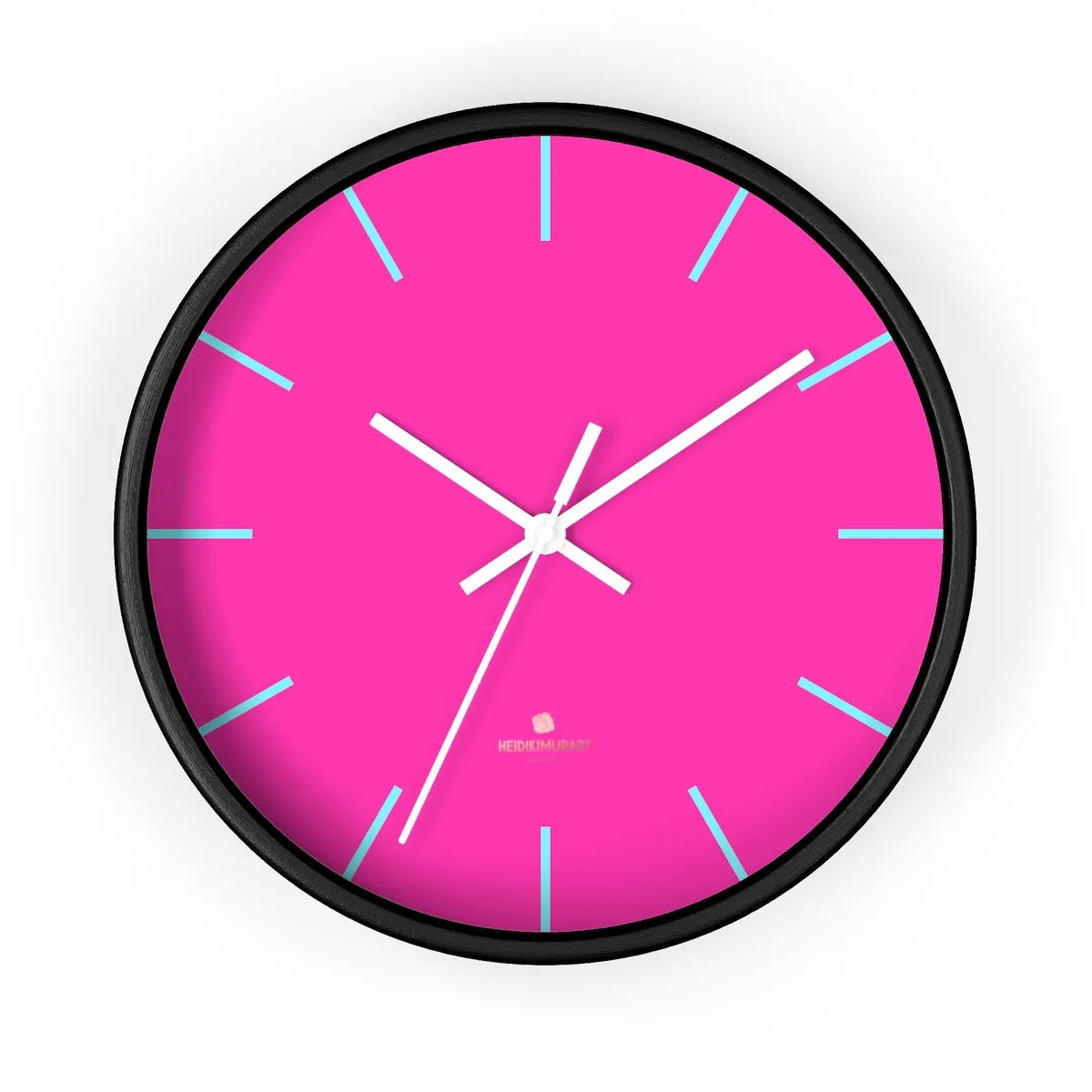 Candy Pink Solid Color Large Unique 10" Dia. Designer Modern Wall Clock- Made in USA