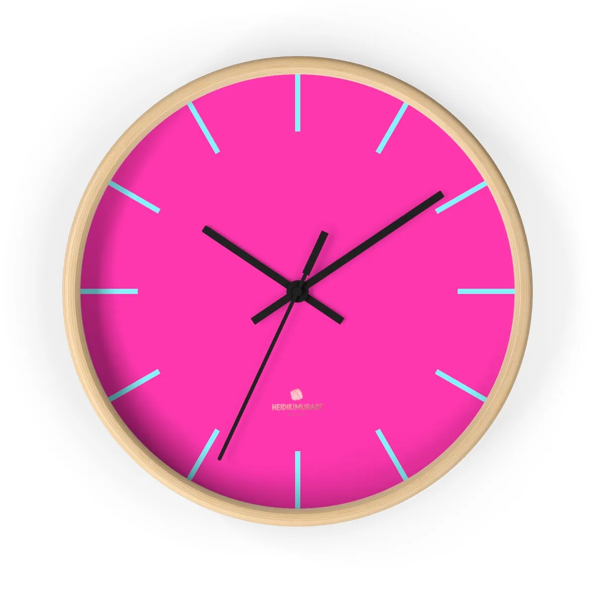 Candy Pink Solid Color Large Unique 10" Dia. Designer Modern Wall Clock- Made in USA