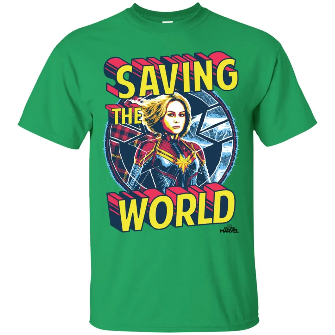 Captain Marvel Saving The World Portrait Men Cotton T-Shirt