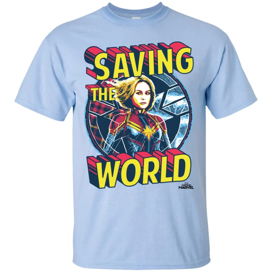 Captain Marvel Saving The World Portrait Men Cotton T-Shirt