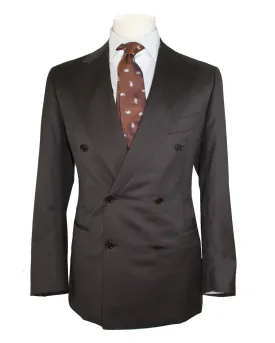 Cesare Attolini Suit Dark Brown Double Breasted Peak Lapel EU 50 / US 40