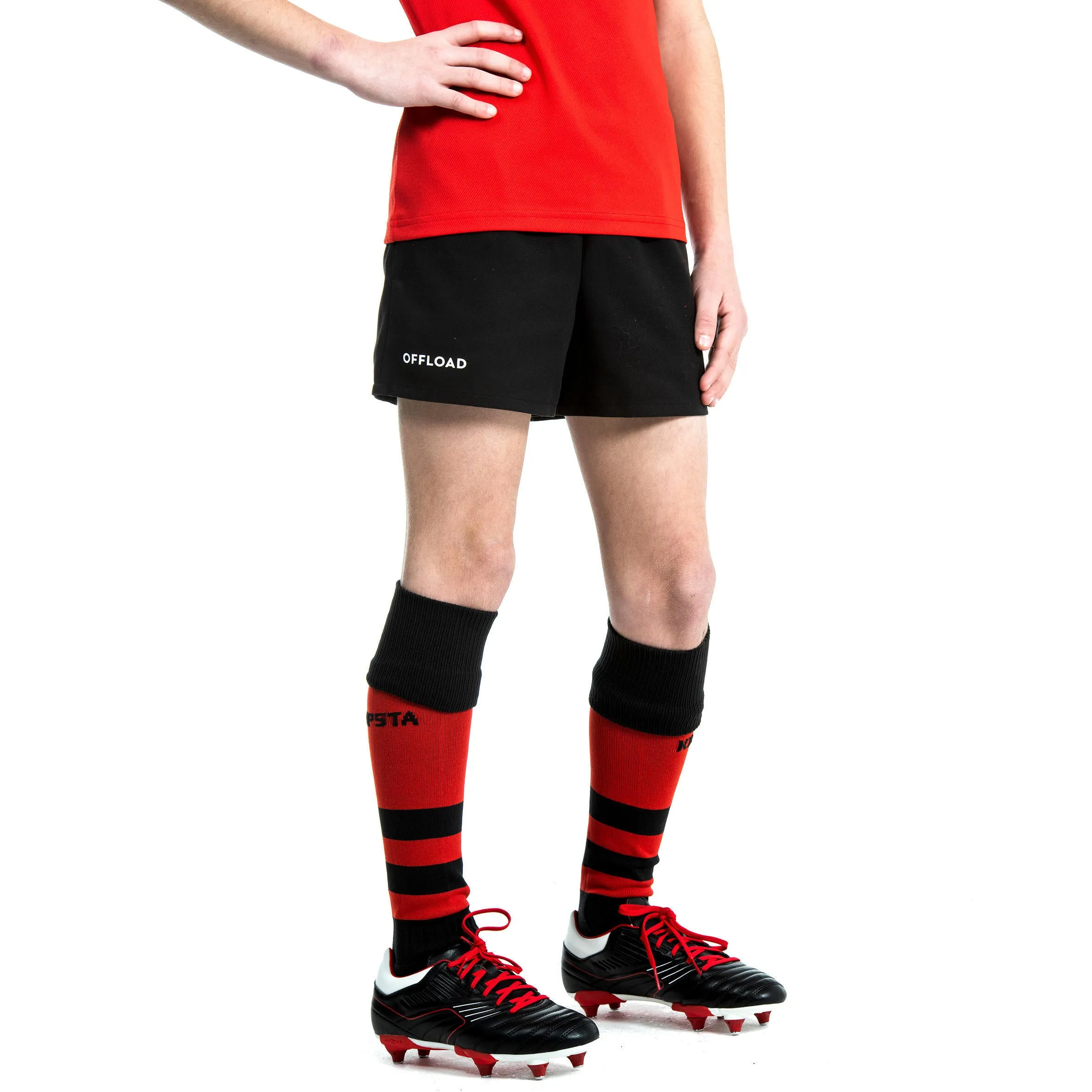 Children's rugby shorts R100 with pockets black OFFLOAD, black