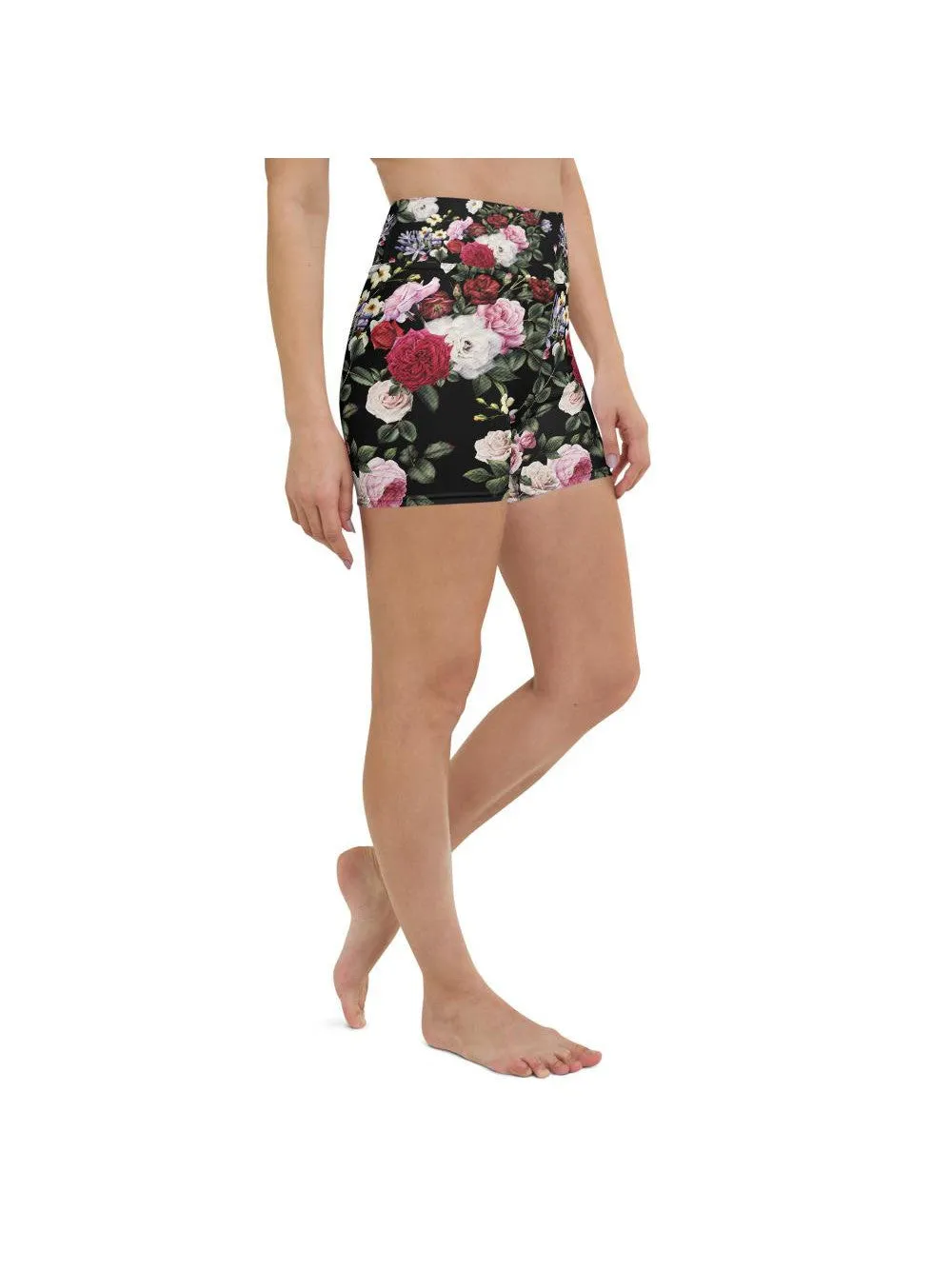 Colorful Roses Yoga Shorts