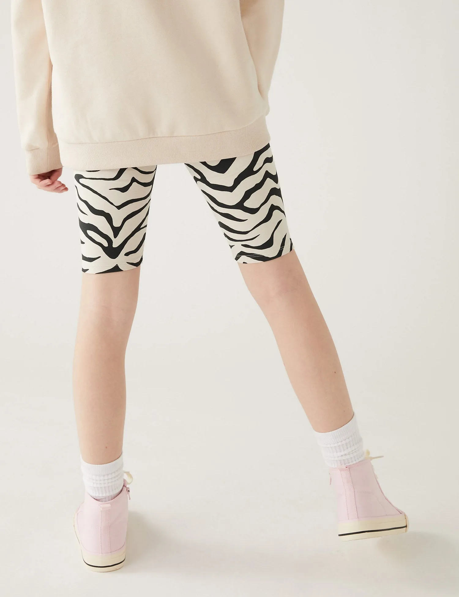 Cotton Rich Zebra Print Cycling Shorts