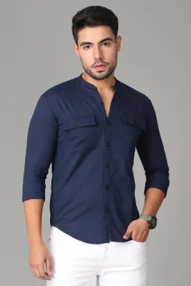 Deep Blue Plain Shirt