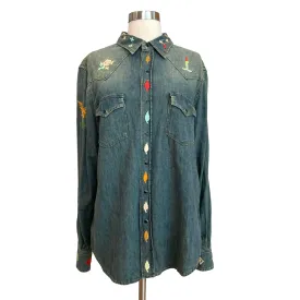 Denim Embroidered Shirt - XL