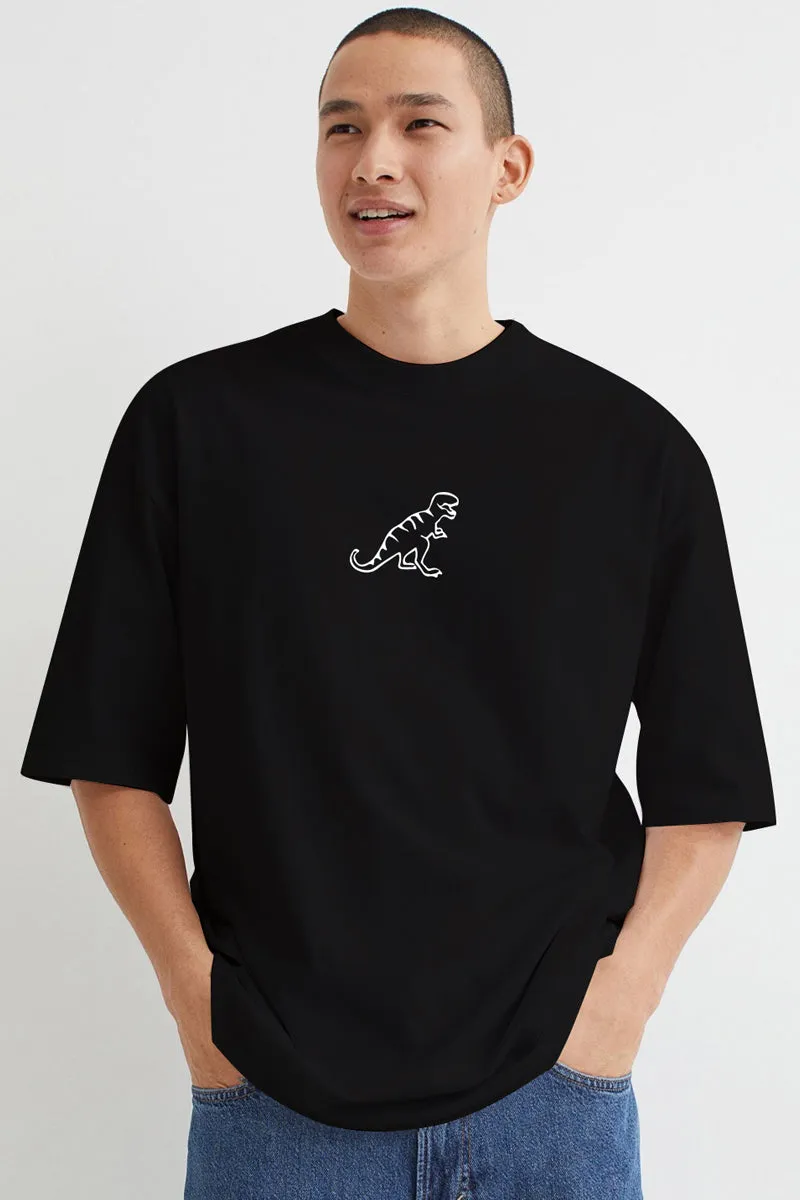 Dino Oversized Black T-Shirt Back