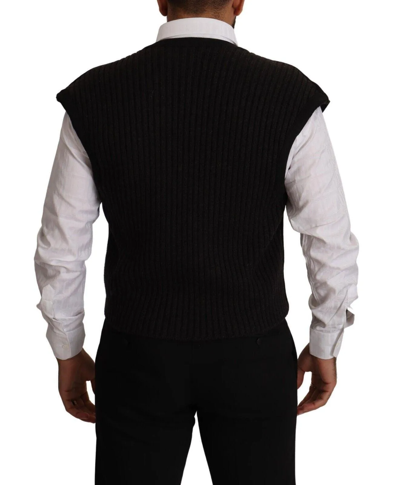 Dolce & Gabbana Men's Black Wool Cotton Waistcoat Vest