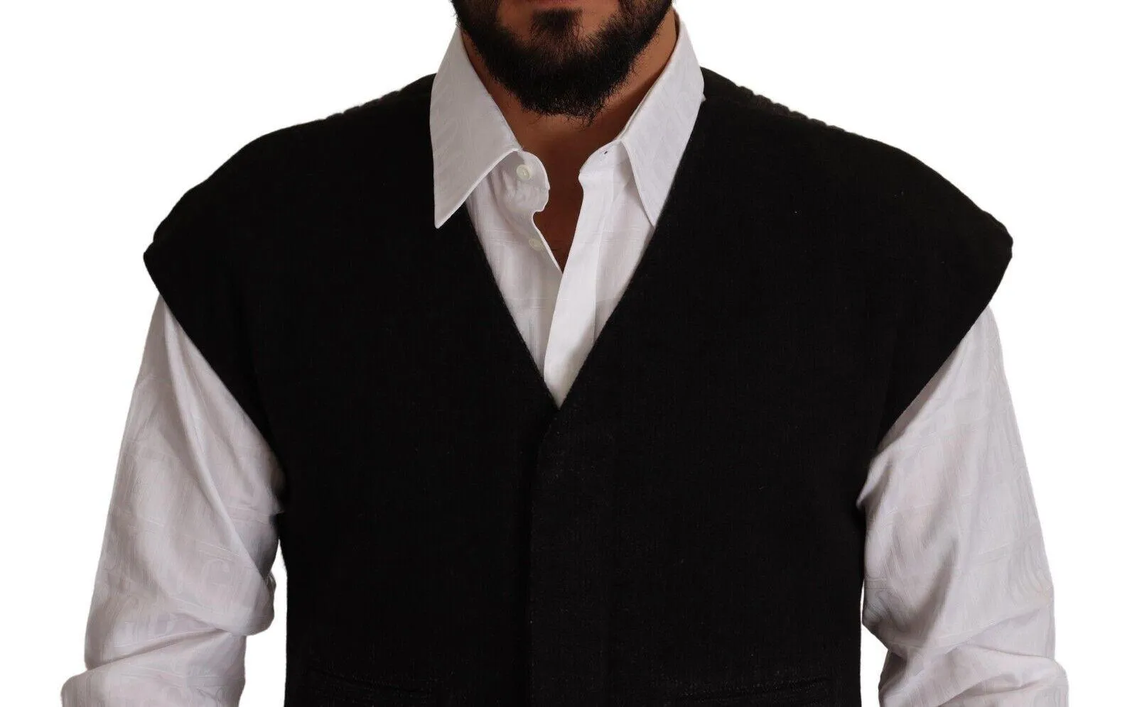 Dolce & Gabbana Men's Black Wool Cotton Waistcoat Vest