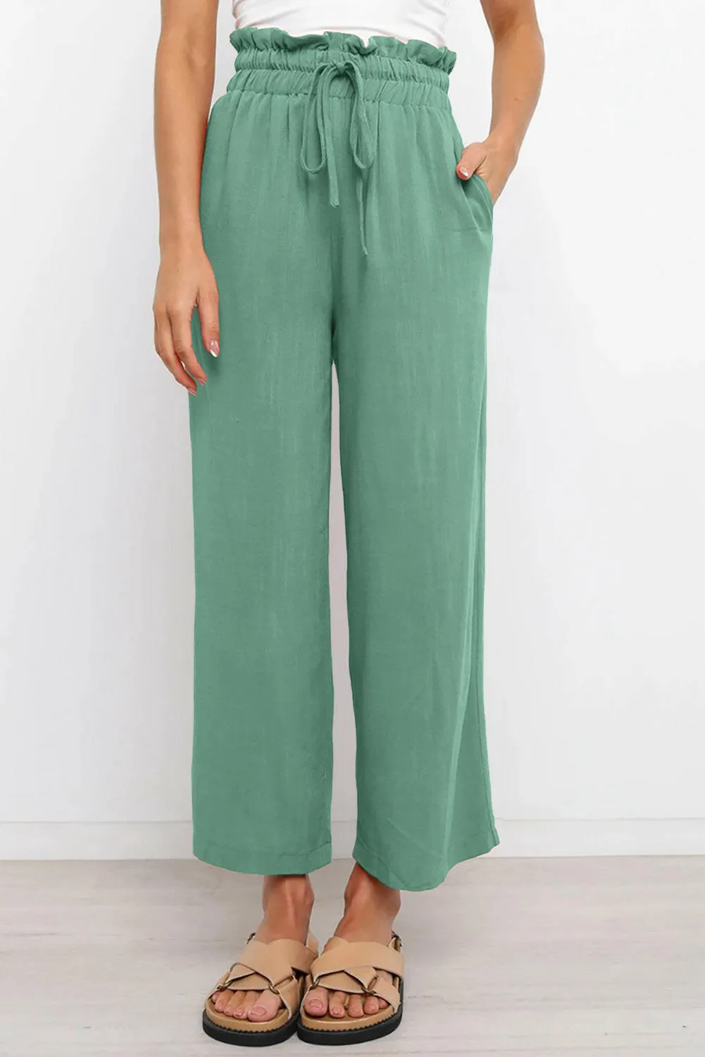 Drawstring Wide Leg Pants