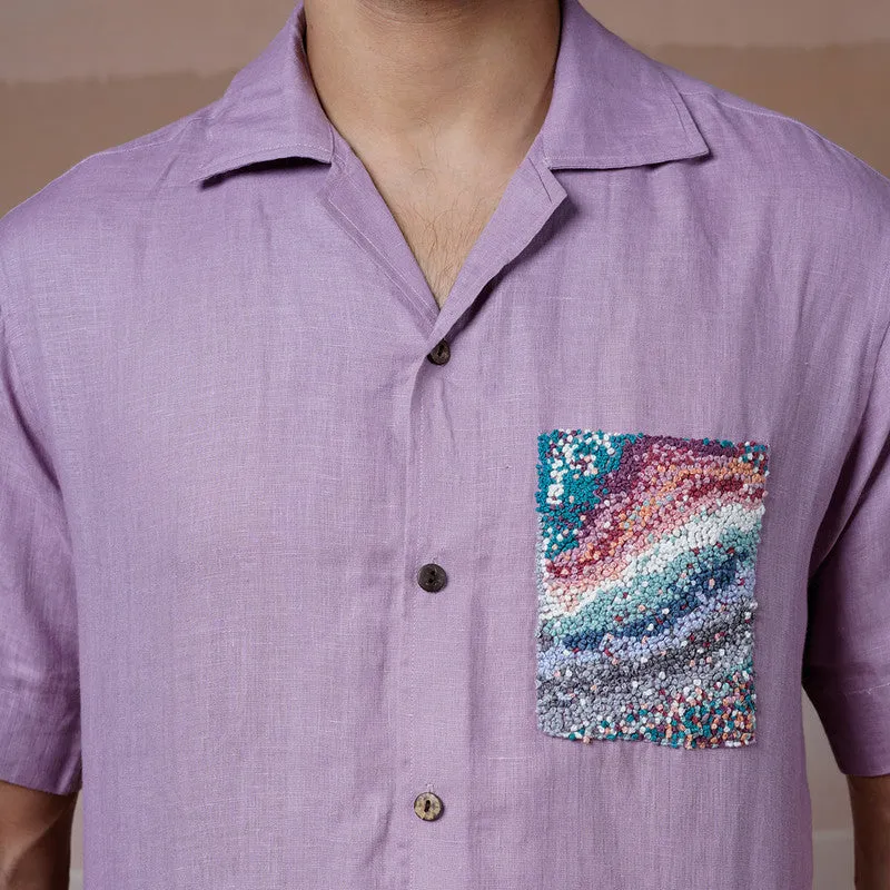 Embroidered Linen Shirt | Unisex | Purple