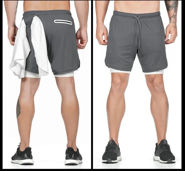 Fashionable Quick-drying Men's Double-layer Running Shorts