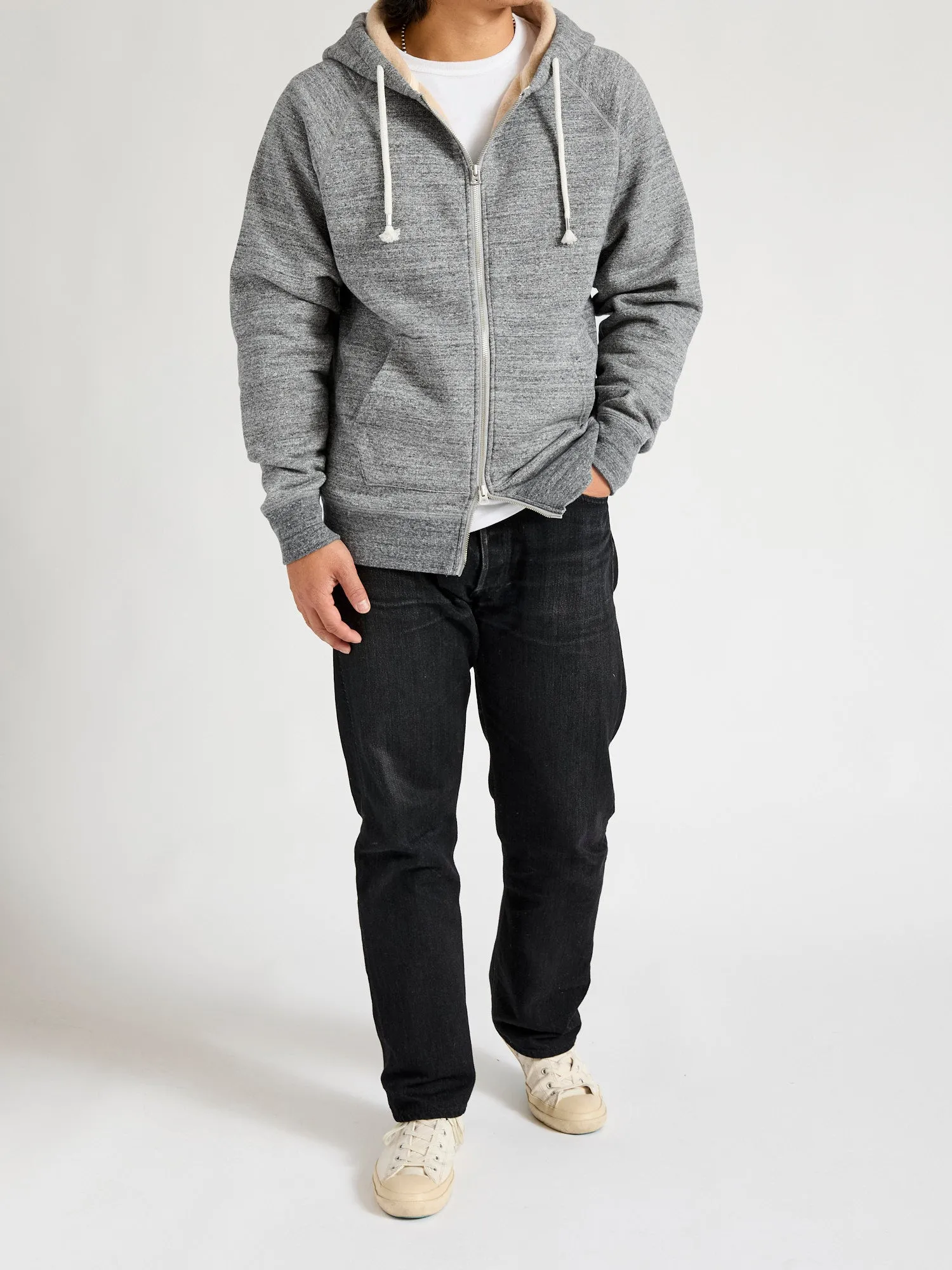 Fleeced FoxFibre® Zip Hoodie in Charcoal