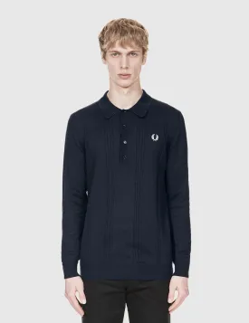 Fred Perry Cable Knit Shirt - Navy Blue