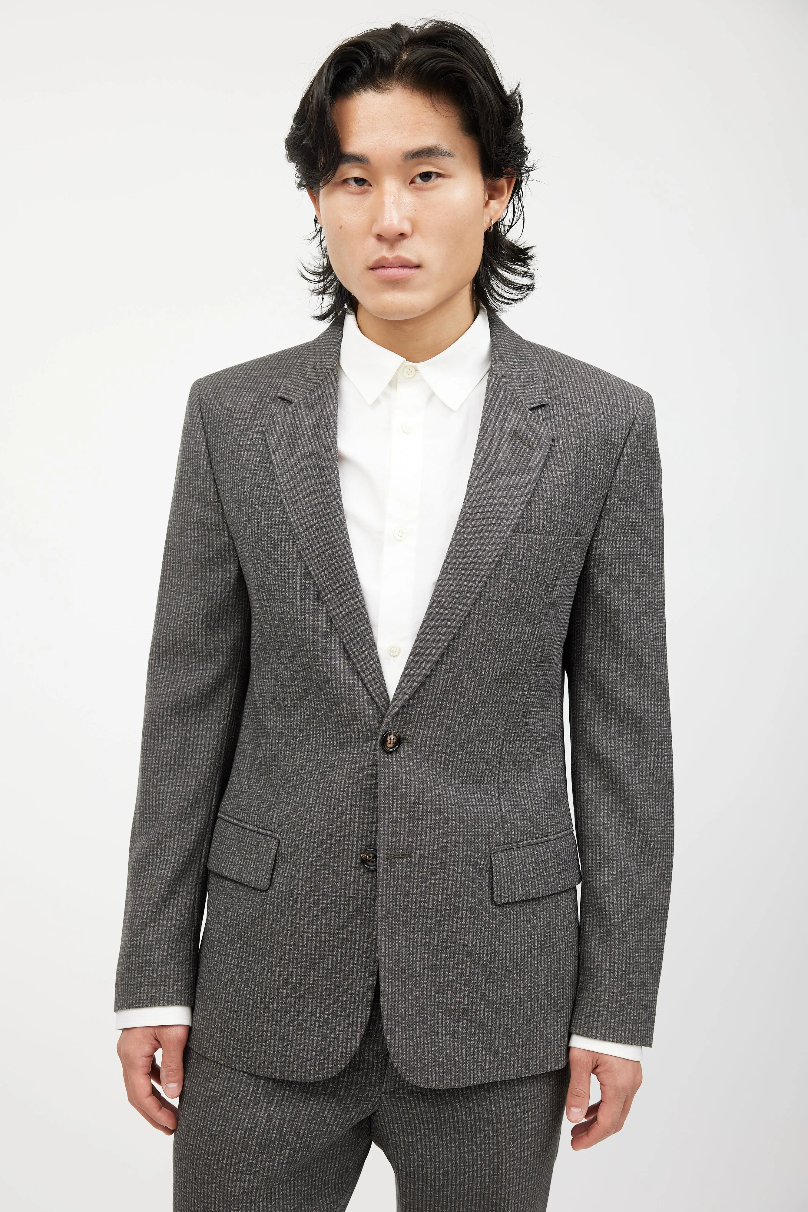 Grey Geometric Wool Suit