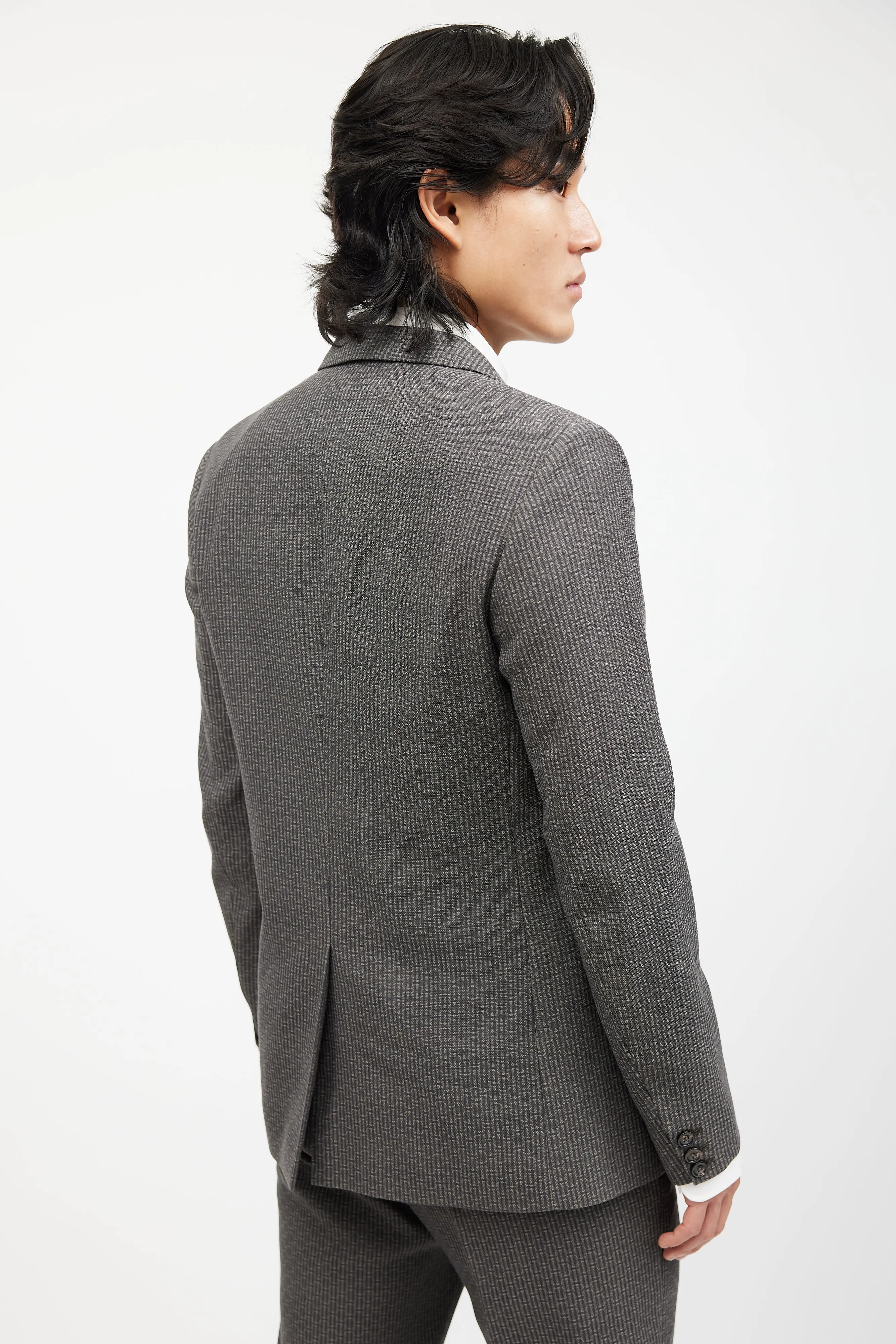 Grey Geometric Wool Suit