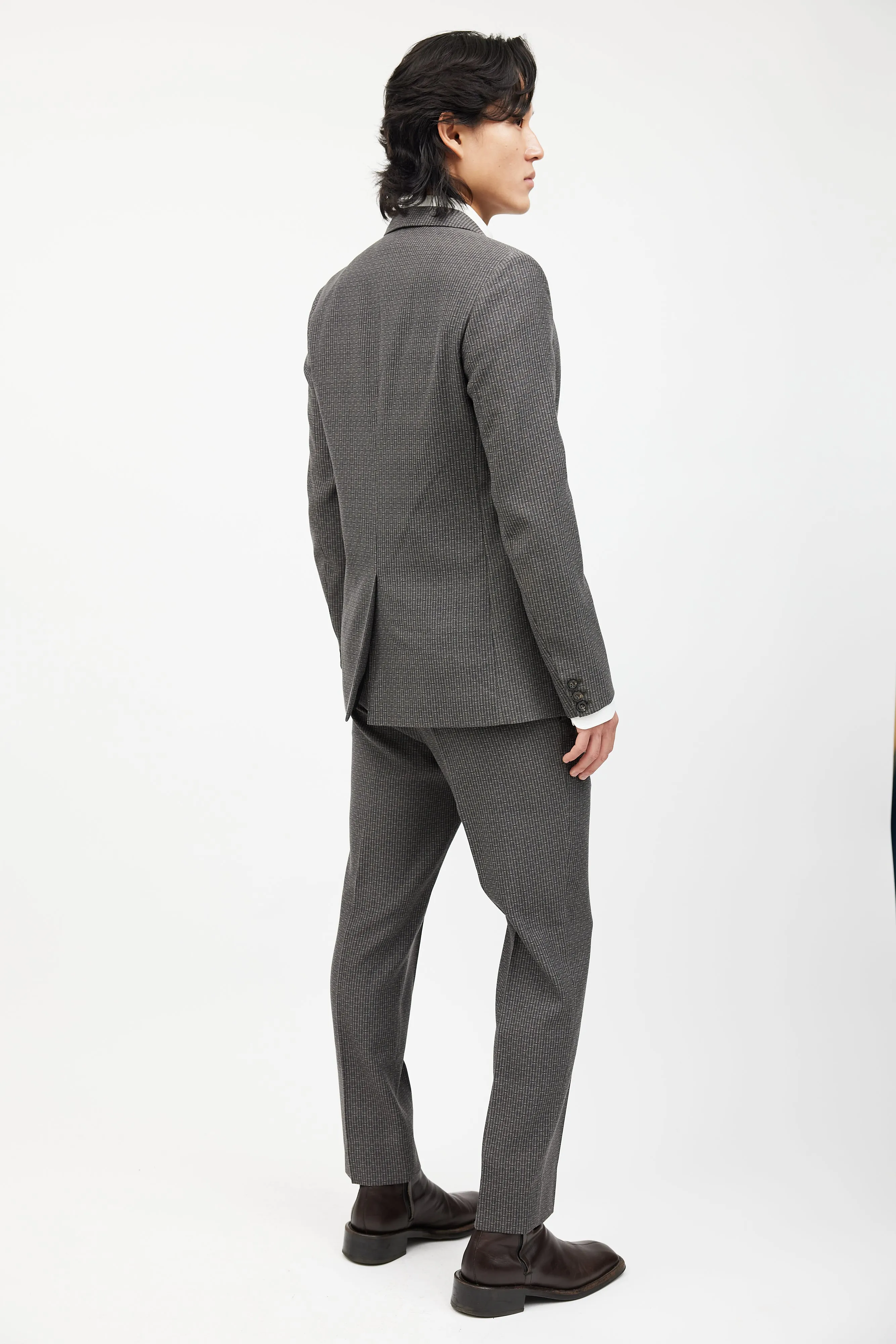 Grey Geometric Wool Suit