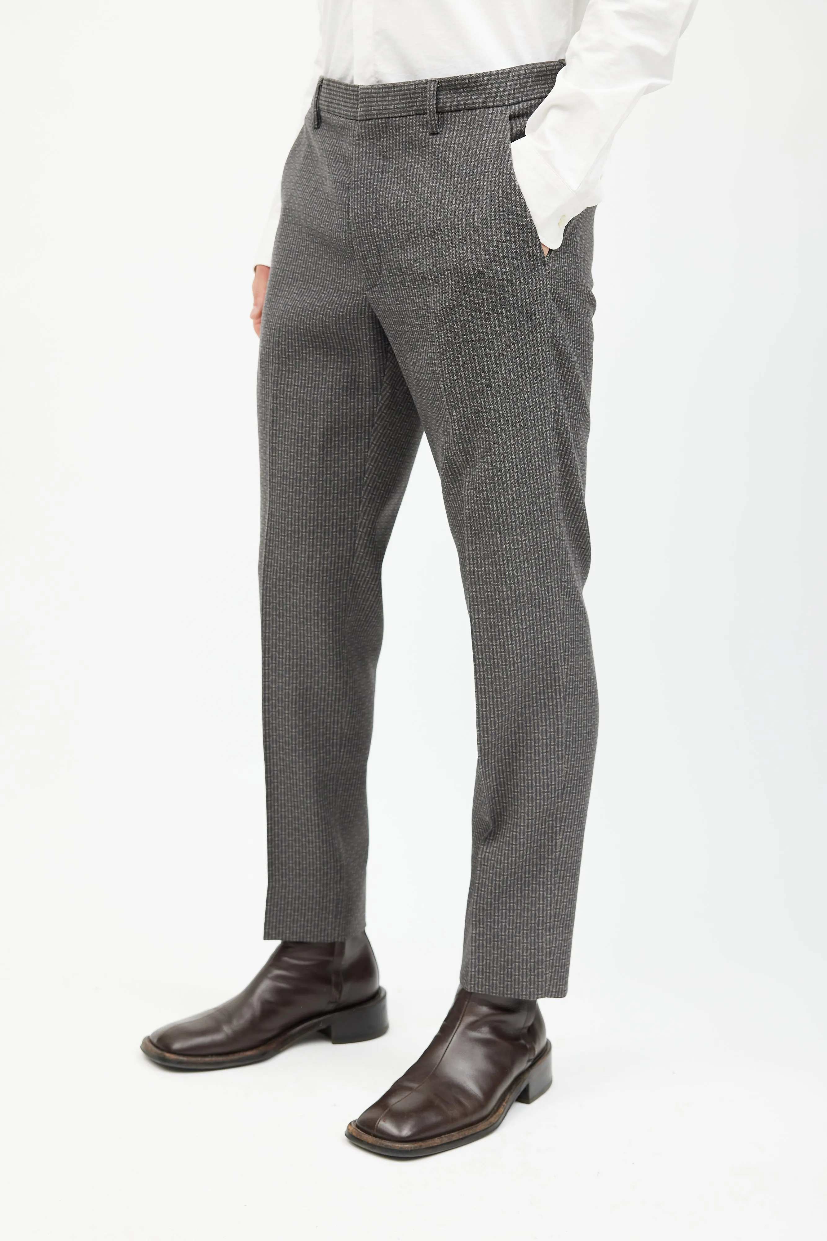 Grey Geometric Wool Suit