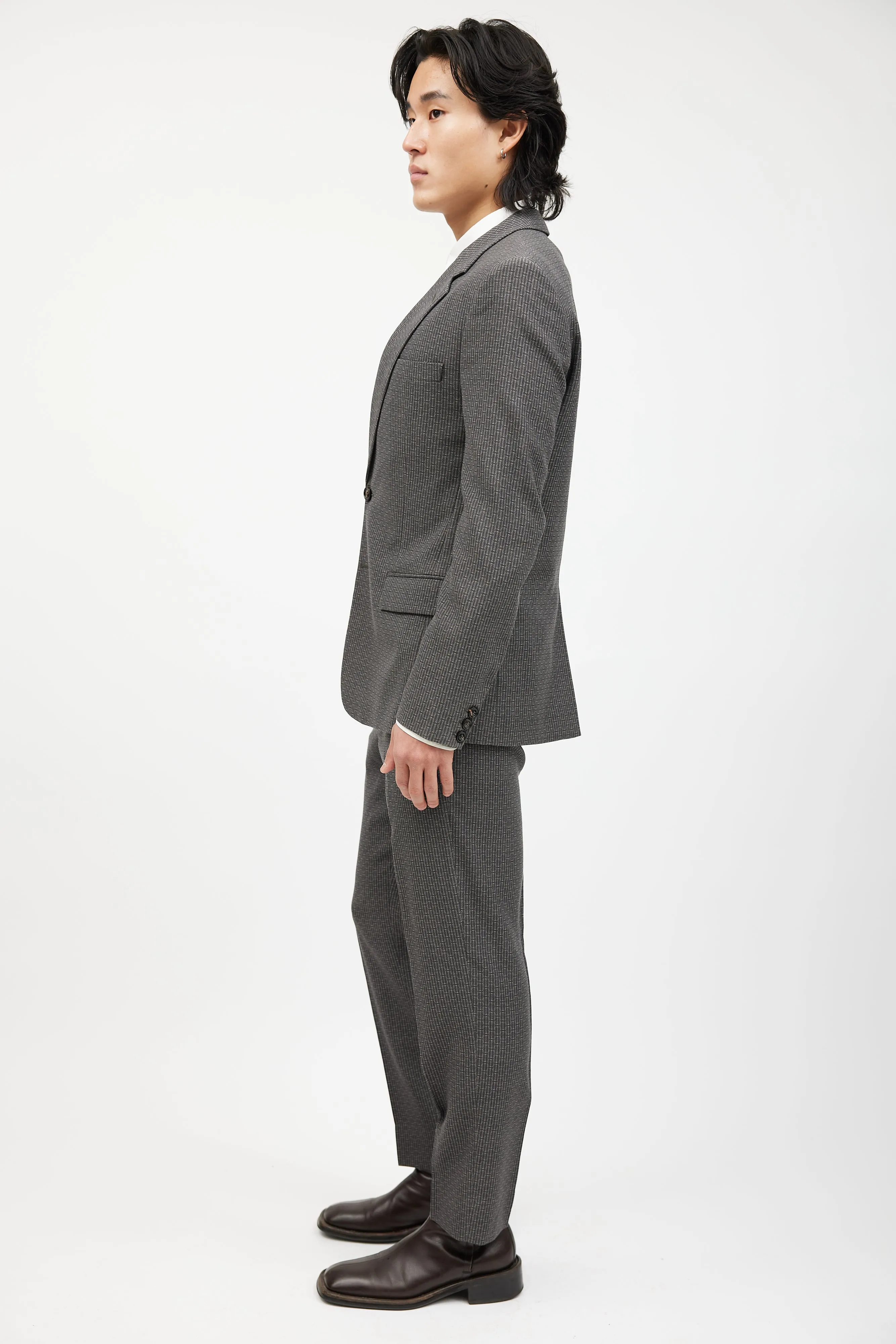 Grey Geometric Wool Suit