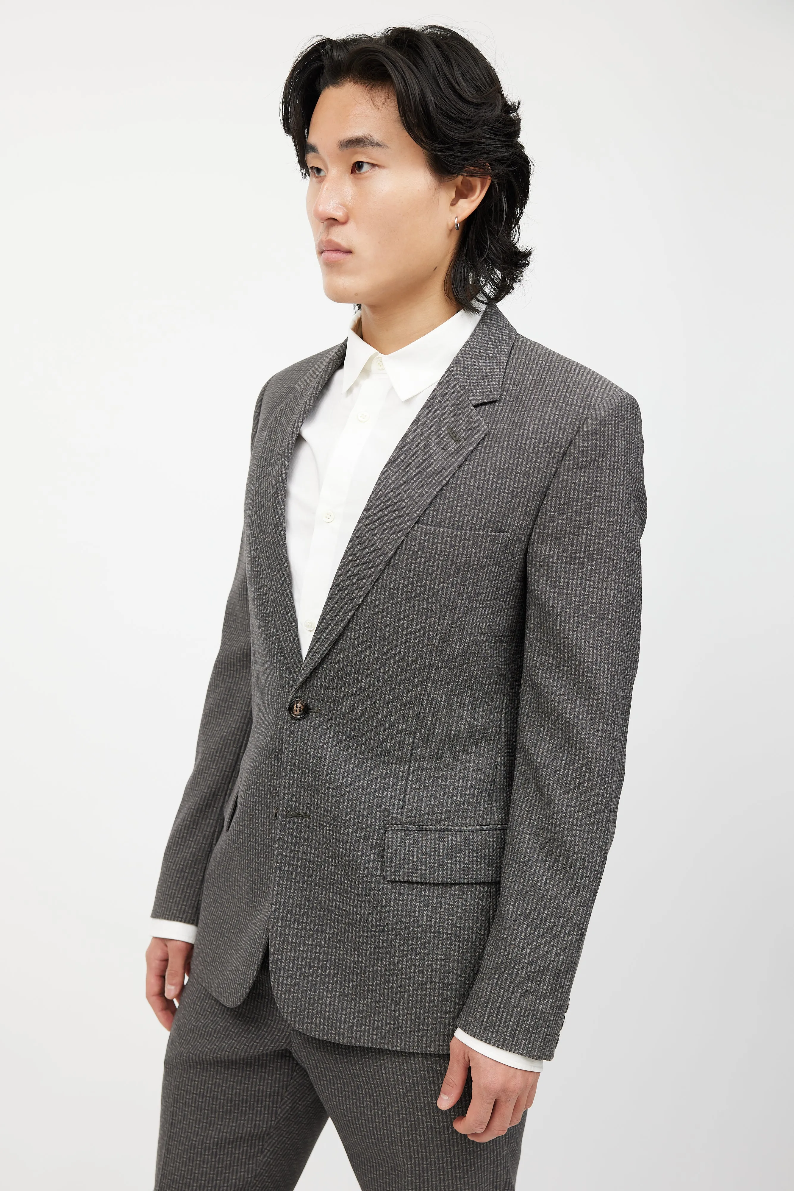 Grey Geometric Wool Suit