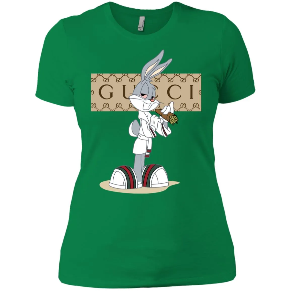 Gucci Rabbit Smoking Funny T-shirt Women Cotton T-Shirt